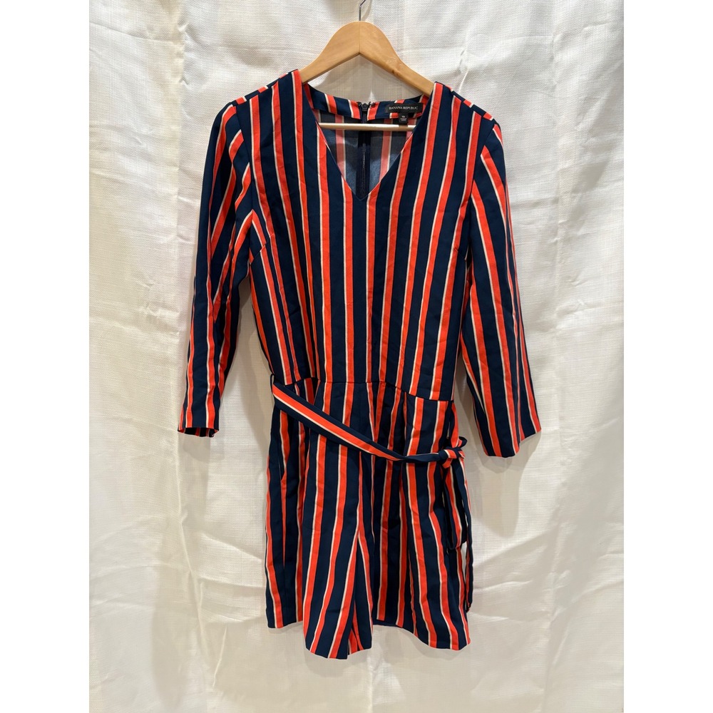 Banana Republic Navy Orange Striped Long‎ Sleeve Romper Jumper Size 10